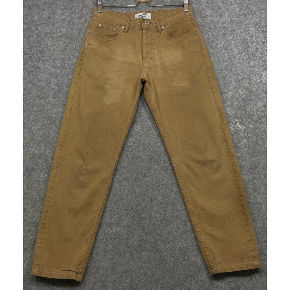 Naked & Famous Duck Canvas Selvedge Easy Guy Jeans Brown Tan 30 29x26 Read